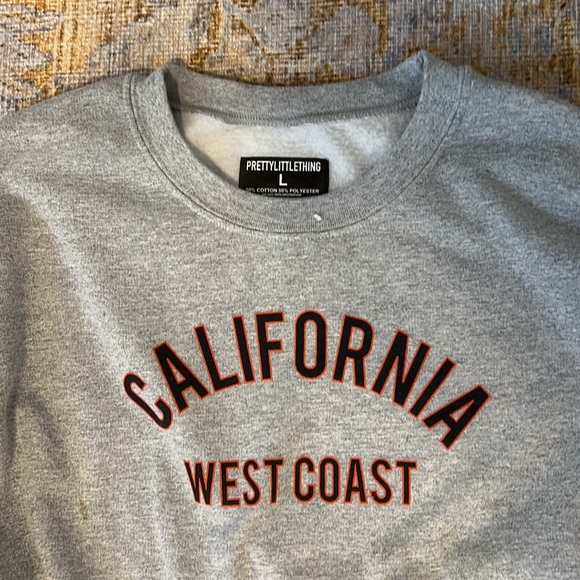 PrettyLittleThing California West Coast Cropped Sweatshirt L - Picture 3 of 4